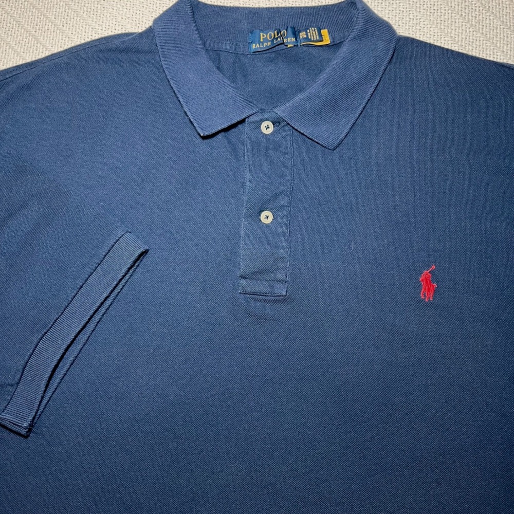 Polo Ralph Lauren Mens 3XB Big & Tall Navy Blue Short Sleeve Mesh Polo Shirt